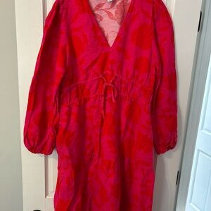 Kate Spade x Target Pink & Red tie waist dress size M